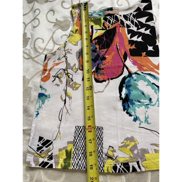MOST Womens Shirt Top Tank Blouse Multicolor Side Zip Geometric Fits Small - Picture 3 of 7